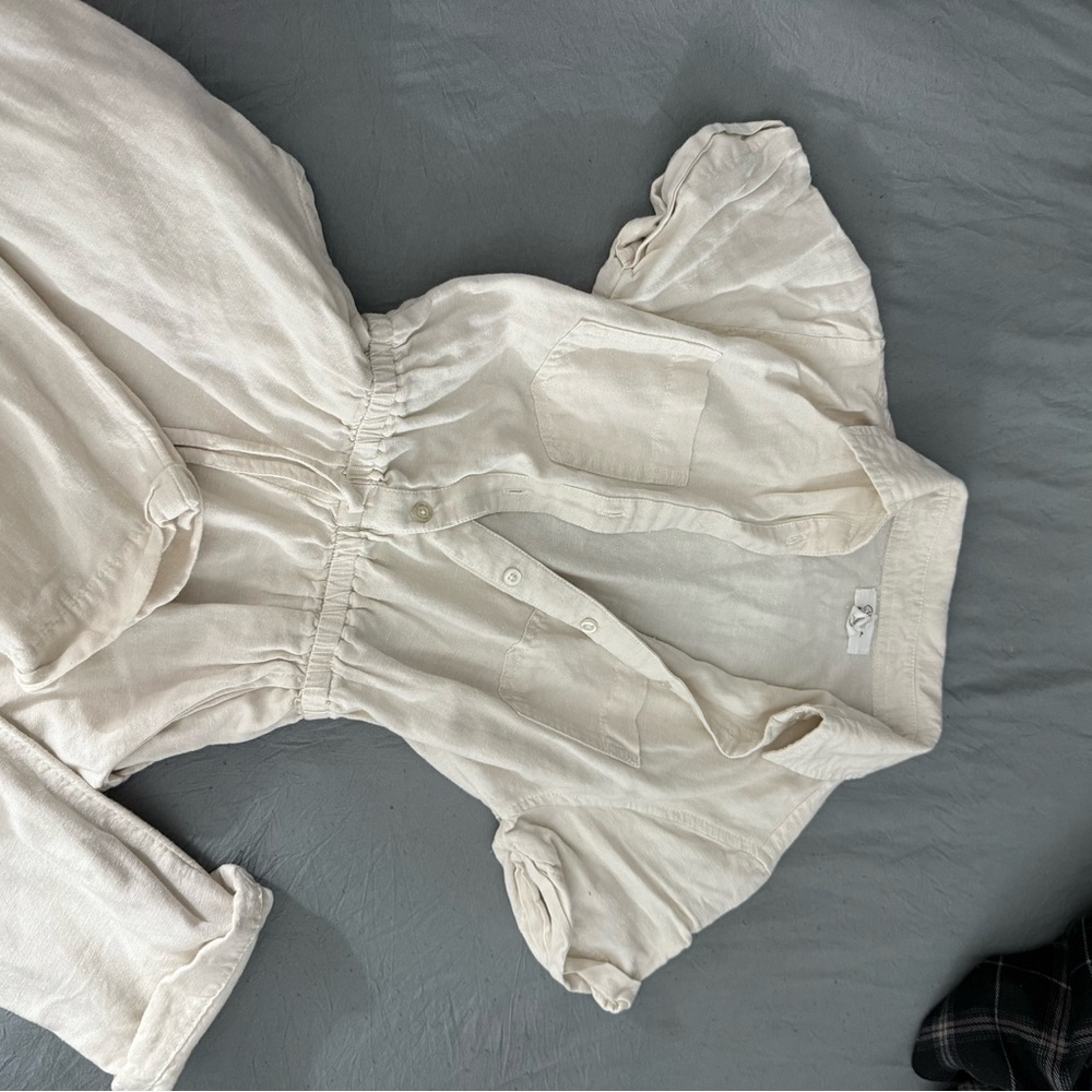 Cream Button-Up Jumpsuit